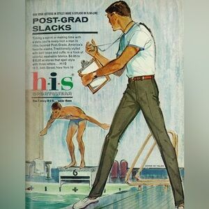 Vintage 60s Brown Tweed h.i.s Post-Grads PRESS-FREE Leisure Slacks - 32x32